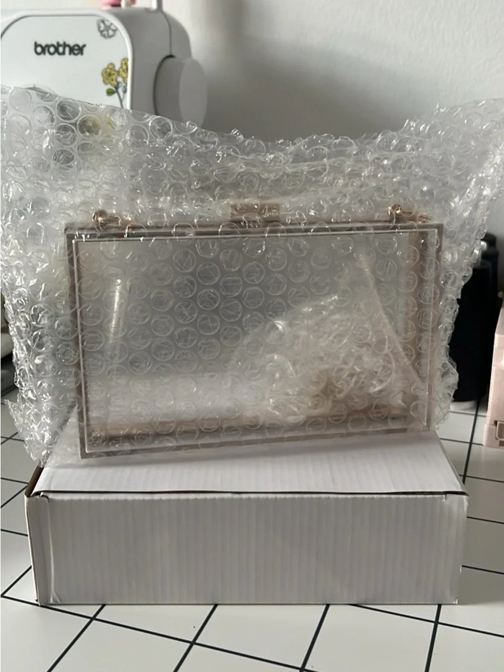 Clear Acrylic Clutch Bag with two straps included